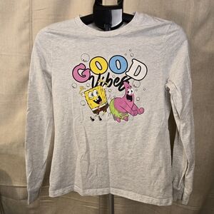 Nickelodeon SpongeBob SquarePants Vibes Long Sleeve Shirt M Gray